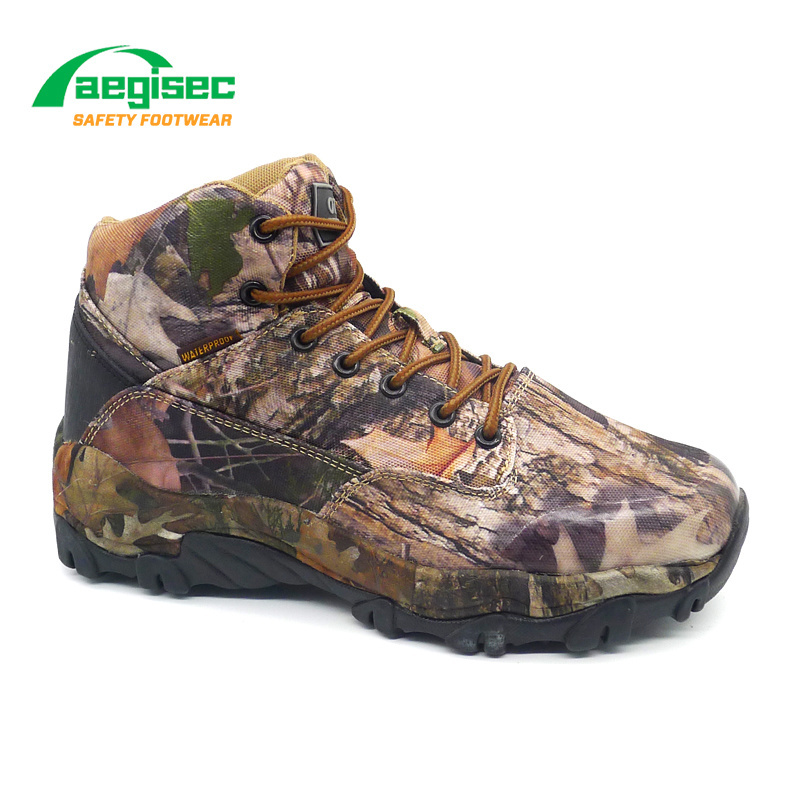 AEGISEC steel toe hiking shoes safety camouflage printed fabrics lightweight anti slip water proof sports safety shoes boots