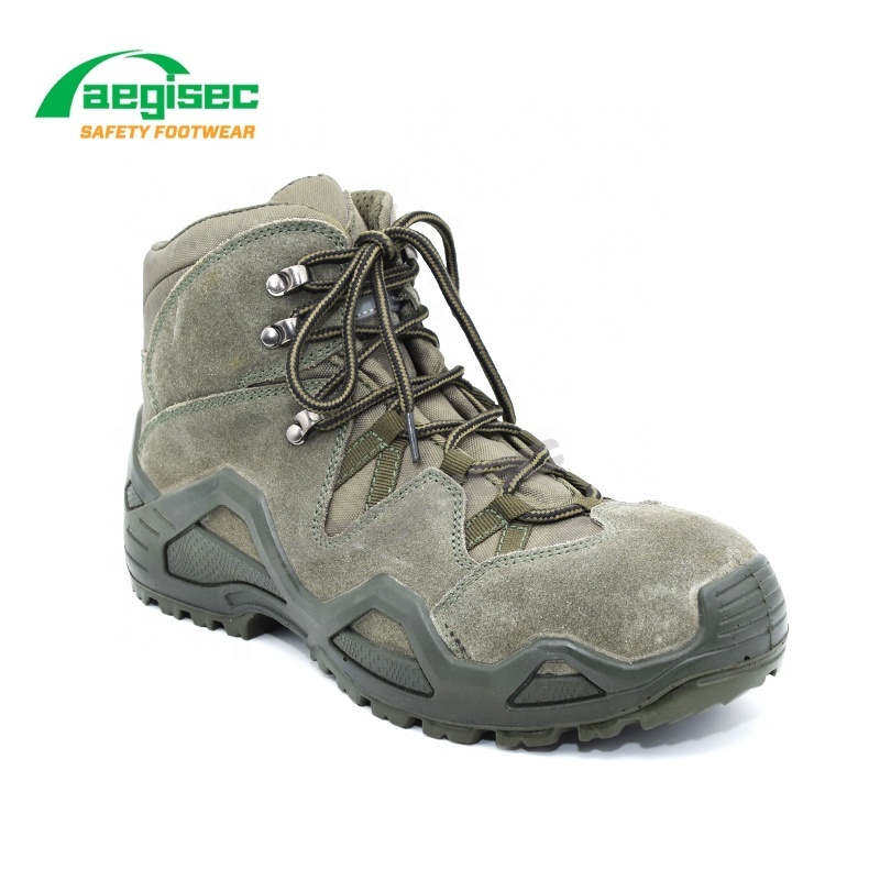 AEGISEC combat hiking boots cow suede steel toe boots slip oil resistant shoes for desert