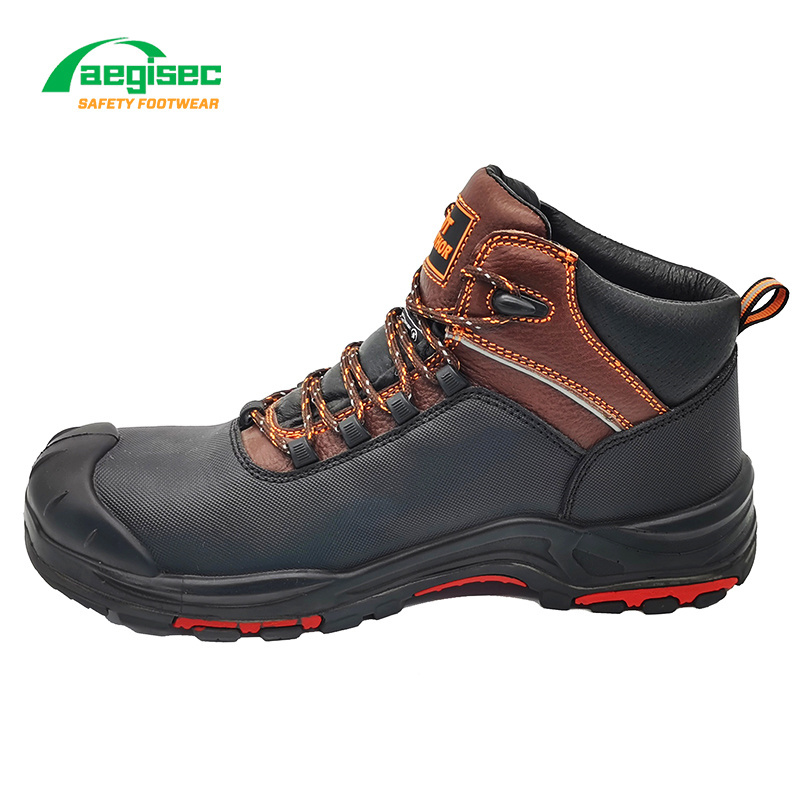 AEGISEC oil slip resistant safety shoes cow leather composite toe prevent puncture industrial working safety boots men