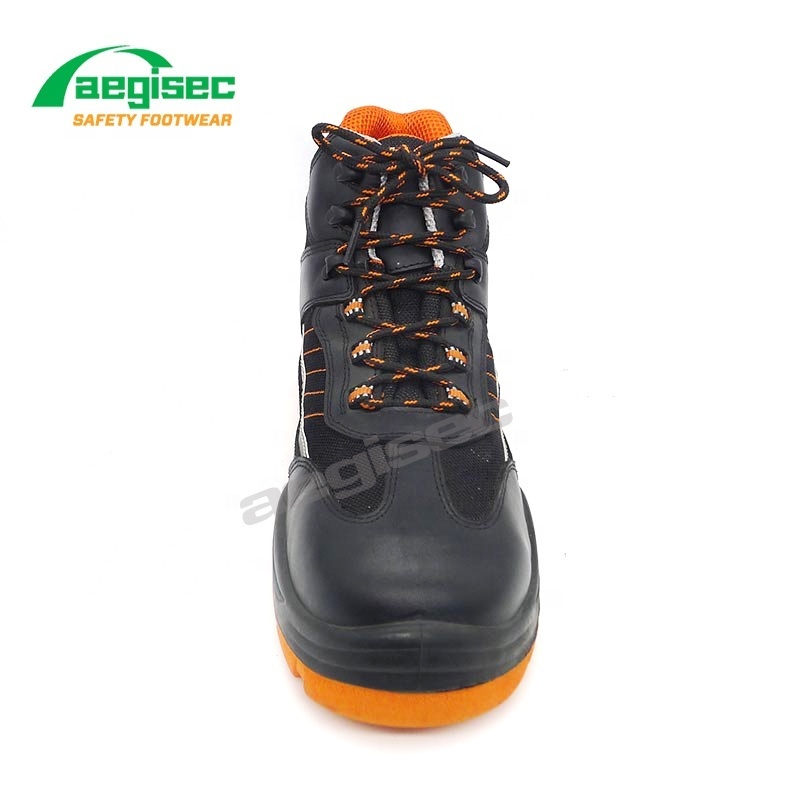 AEGISEC cow leather slip oil resistant  industry safety work boots PU sole prevent puncture steel toe working shoes for men