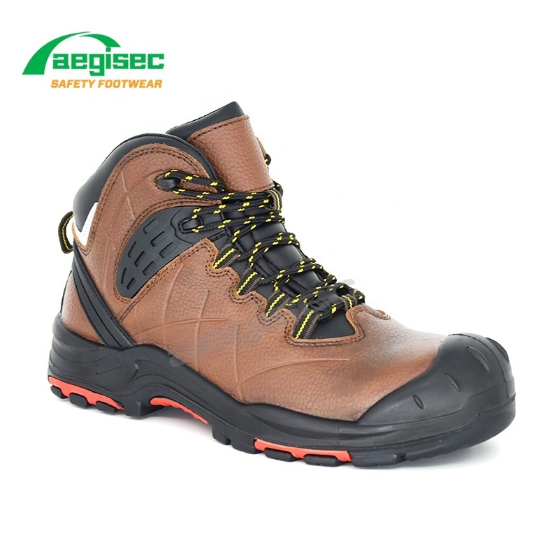 AEGISEC cow leather work hiking boots steel toe oil slip resistant safeguard safety boots