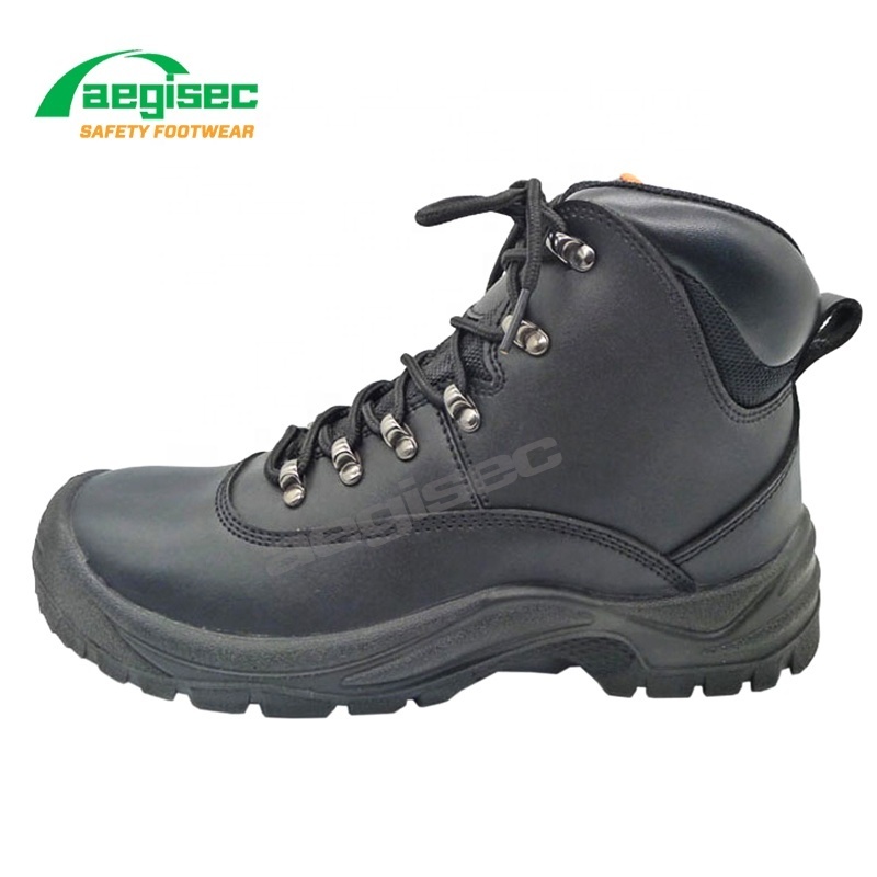 AEGISEC black cow leather slip oil resistant PU sole safety toe bota de seguridad men work safety boots with steel toe cap