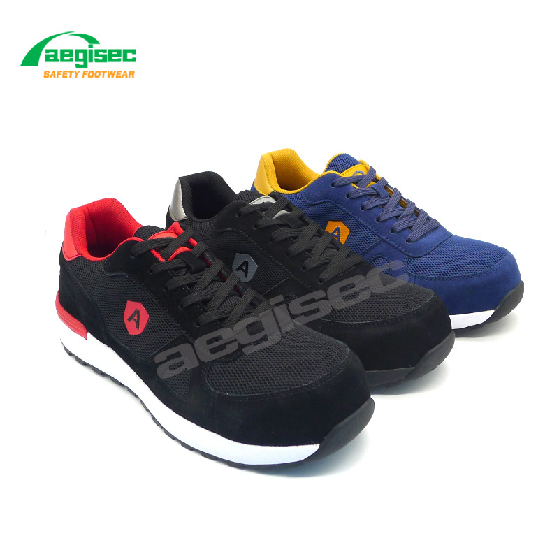 AEGISEC bota de seguridad suede leather working boots light weight anti slip rubber sole industrial safety shoes men work