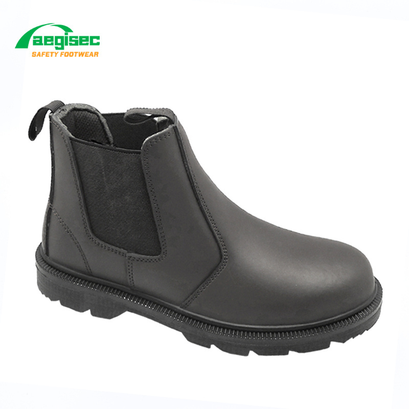 AEGISEC cow leather oil slip resistant PU outsole steel toe cap men slip on safety work boot