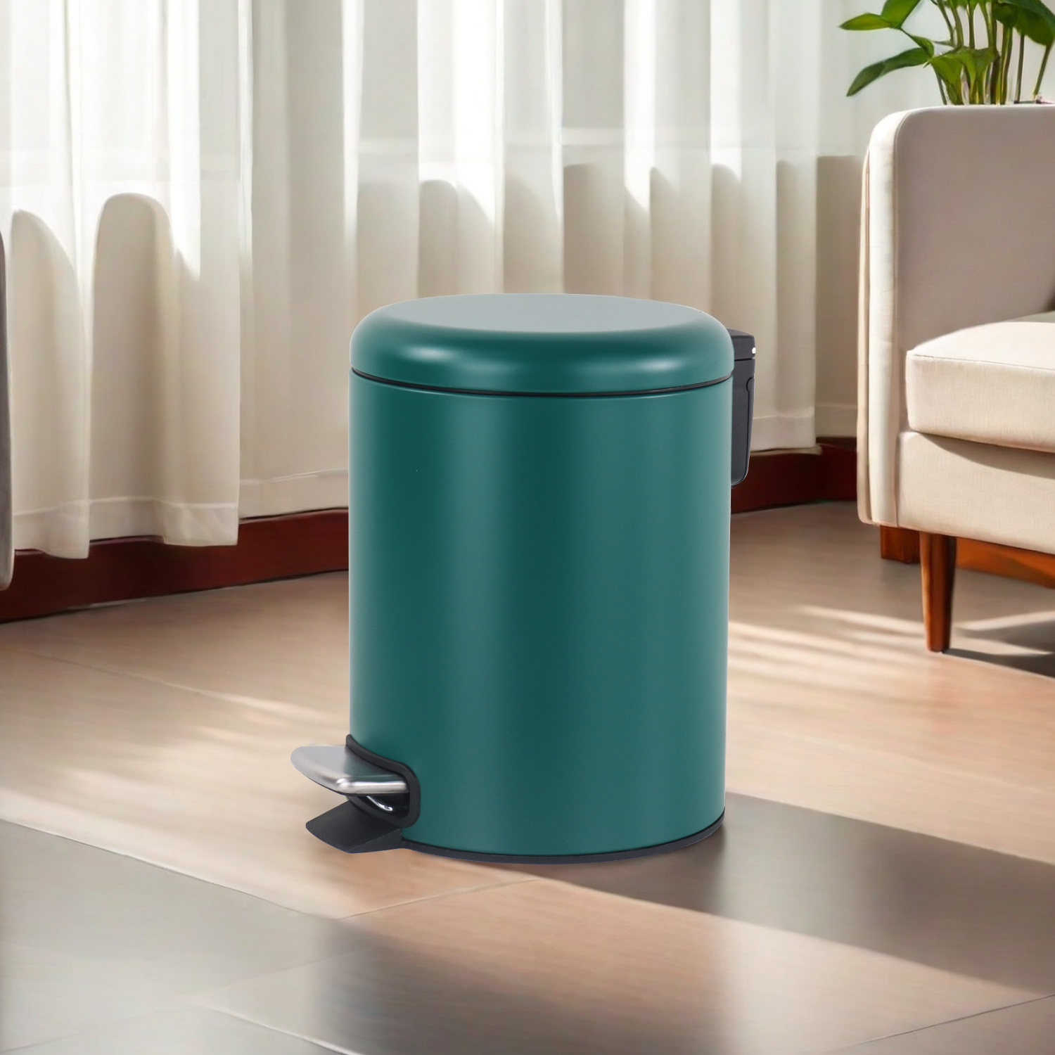 5L Home Garbage Bin with Foot Pedal Stainless Steel Bathroom Foot Pedal Bin with Soft Close