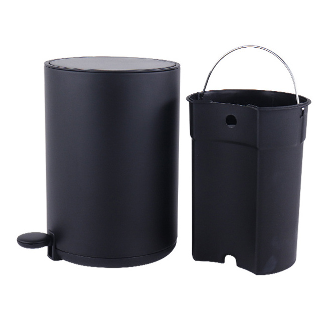 New coming  5L  Soft Close  Trash Can  Black Waste Bin with Slim Cover Bathroom Kitchen  Trash Bin