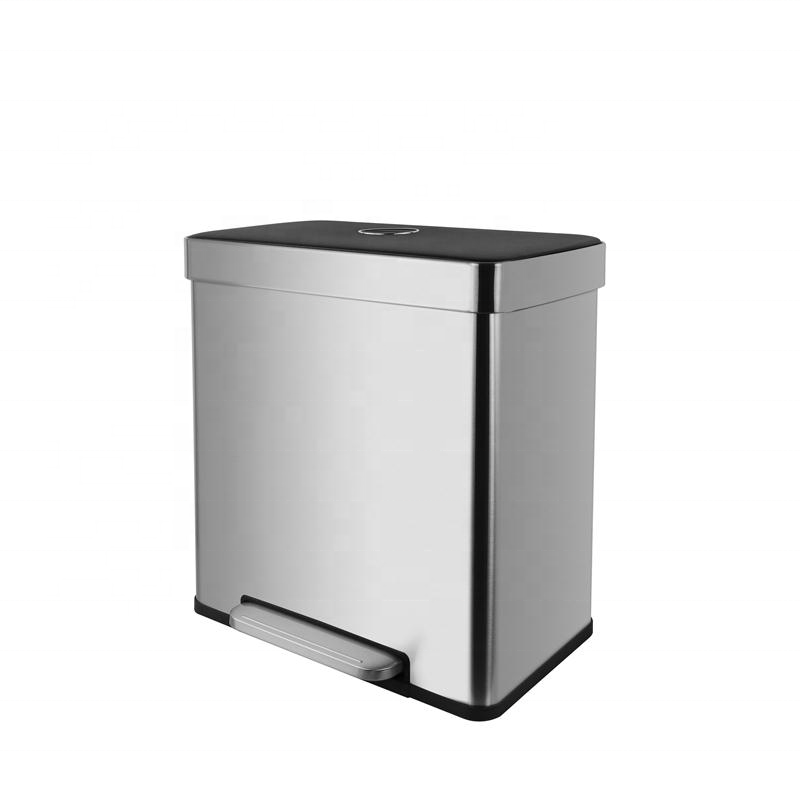 Recycle 60L Garbage Bin Soft Closing Lid And Lock Function With 2 Compartments Modern Trash Can