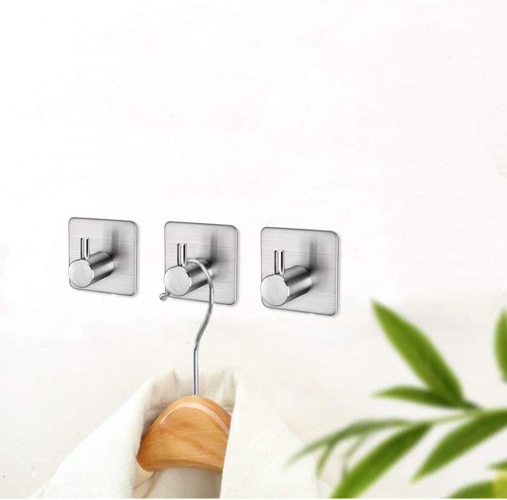 2 pack Adhesive Hooks Heavy Duty Wall Hooks Waterproof self adhesive stainless steel hooks