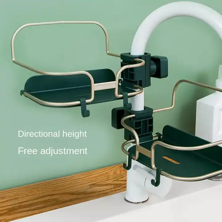 Kitchen hanging faucet green gold series sink organizer storage sponge dishcloth drain storage rack