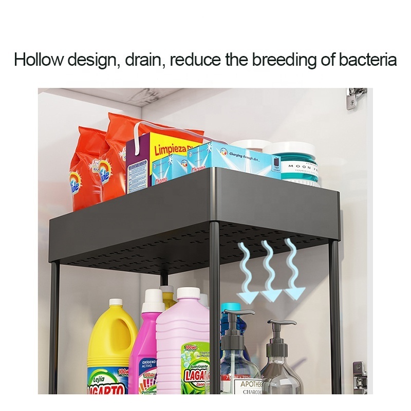 New Products 2 Tier Sliding Bathroom Organizer Under Kitchen Sink Pull-out Storage Rack Under Sink Organizer