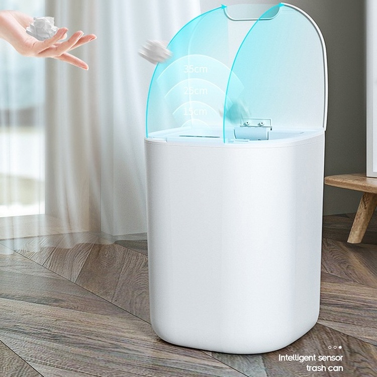 Touchless Bathroom Intelligent plastic smart waste bins with Lid Automatic Induction Rubbish Bin