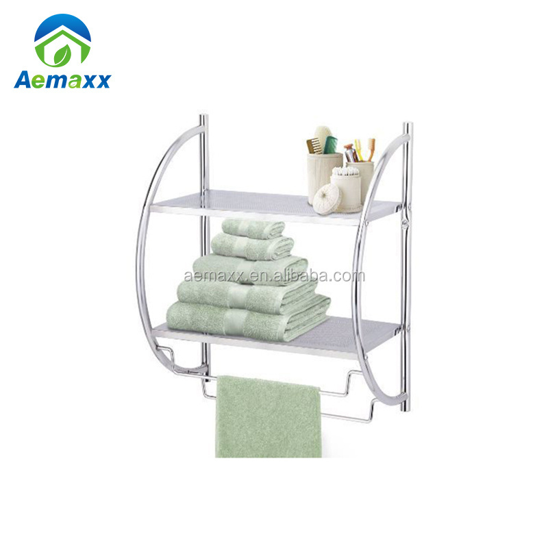 Bathroom Space saving 2 layer Wall mounted towel rack