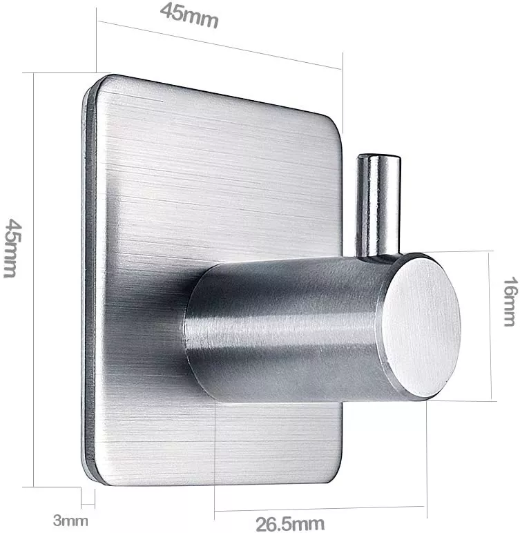 Hot Sale Towel Door Coat Hook Bathroom Kitchen Stainless Steel Adhesive Metal Wall Hooks