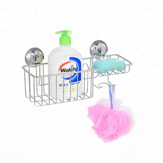 Bathroom Wall Mounted Storage Racks Bath Basket Wire Storage Rack Suction Cup Corner Shower Caddy