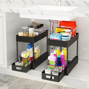 New Products 2 Tier Sliding Bathroom Organizer Under Kitchen Sink Pull-out Storage Rack Under Sink Organizer