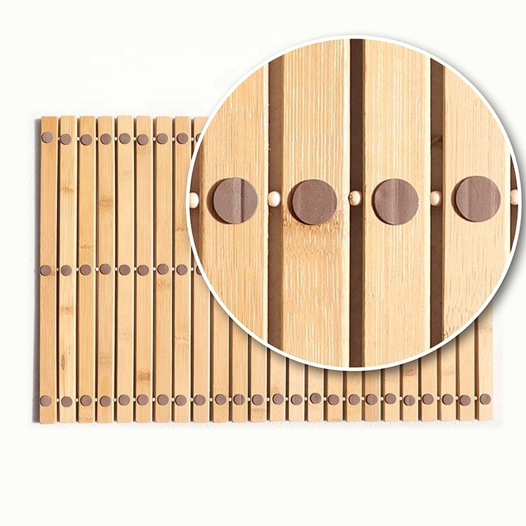 High Quality Eco-friendly Natural Bamboo Shower Mat Non-slip Rubber Bathroom Bamboo Mat