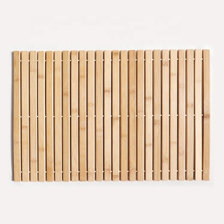 High Quality Eco-friendly Natural Bamboo Shower Mat Non-slip Rubber Bathroom Bamboo Mat