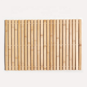 High Quality Eco-friendly Natural Bamboo Shower Mat Non-slip Rubber Bathroom Bamboo Mat