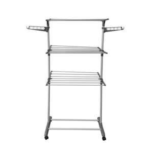 3 tier Multipurpose hanging garment racks free stand rolling cart with wheel Laundry Coat Cloth organizer cloth drying rack