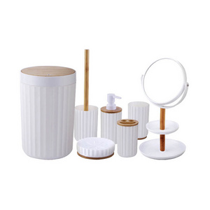 7 Pcs High Quality Modern White Eco-friendly Luxury Bathroom Accessories Plastic Bathroom Sets for Hotel Household