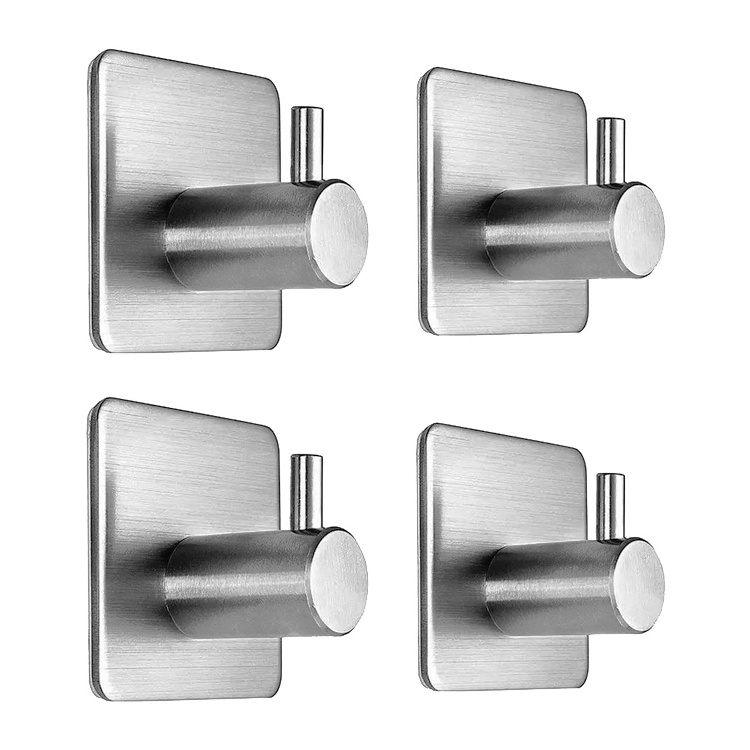 Hot Sale Towel Door Coat Hook Bathroom Kitchen Stainless Steel Adhesive Metal Wall Hooks