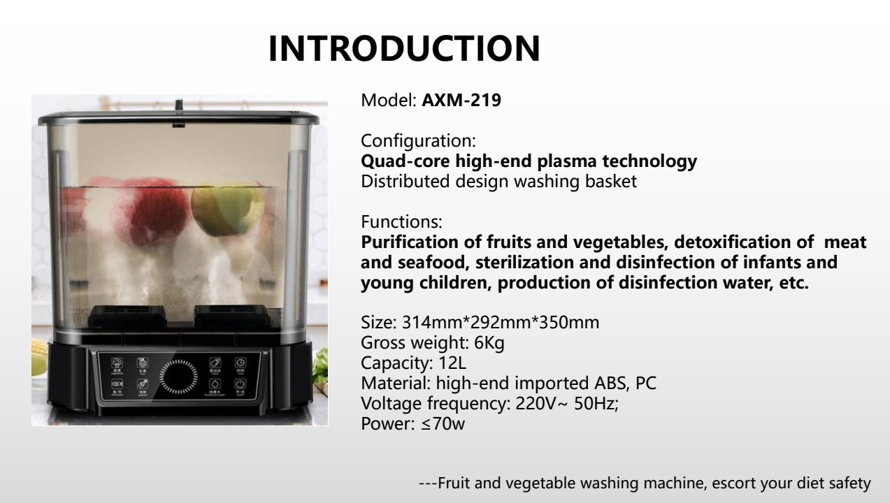 Smart Hydroxy Electrolysis Sterilization large capacity cleaner  Disinfection Vegetable  Fruit Purifier for Home Food Sterilizer