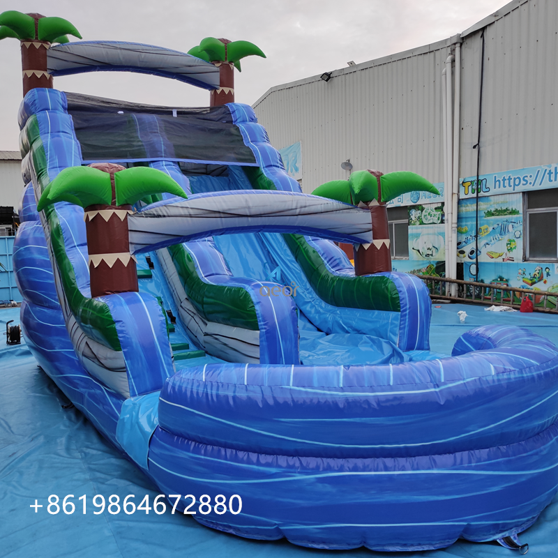 Hot sale blue crush inflatable water slide with plunge pool water slides backyard inflatable water inflatable slide