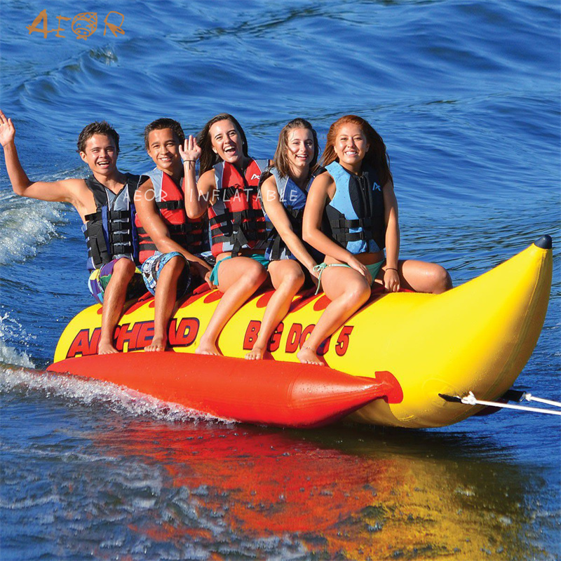 Custom Inflatable Banana Boat Double Tubes Floating Water Bike Pedal Boats hot selling