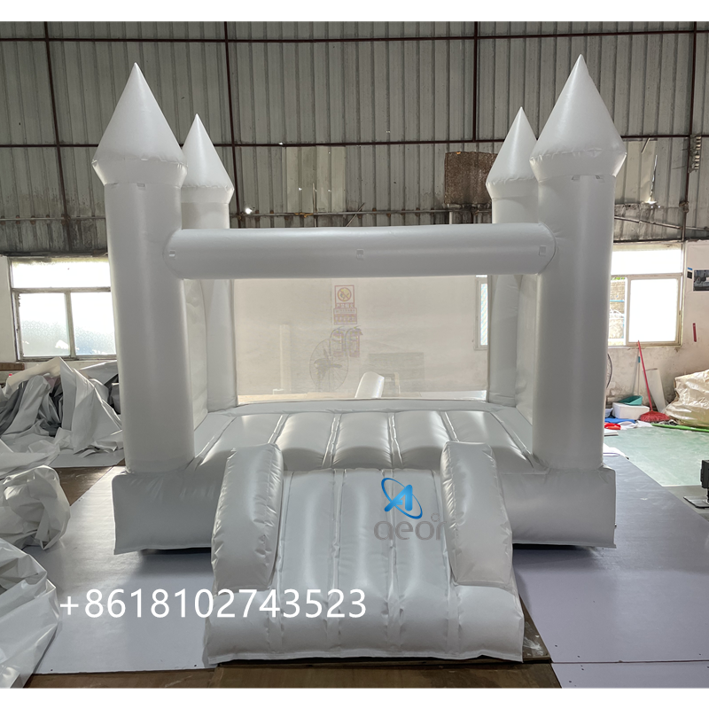 Mini Popular White Bouncy Castle Inflatable Bounce House 13x13 PVC Inflatable Bouncer Castle With Slide For Girls