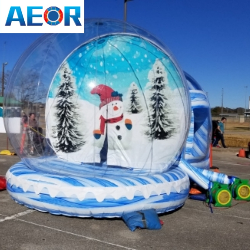 Hot selling outdoor giant snowball inflatable humanoid snowball inflatable Christmas snowball with tunnel