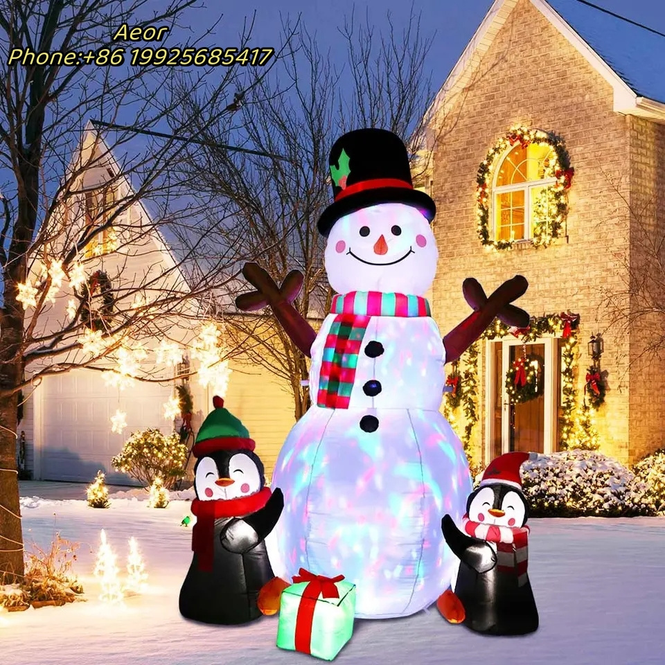 Realistic Advertising Park Decoration Christmas Germany Inflatable Christmas Snowman With Air Blown