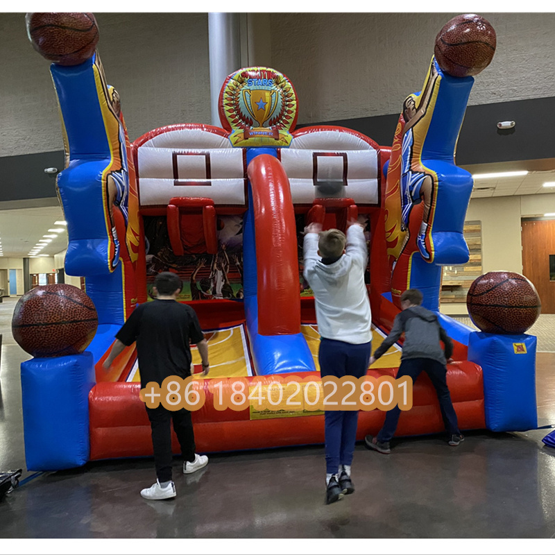 Sport Rental Inflatable Basketball Connect 4 Shooting Tennis Court Inflatable Interactive Volleyball Game