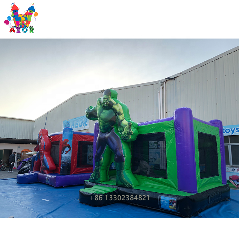 Outdoor commercial kids obstacle toboggan gonflable combo bouncer water slide jumper spiderman inflatable castle bounce house