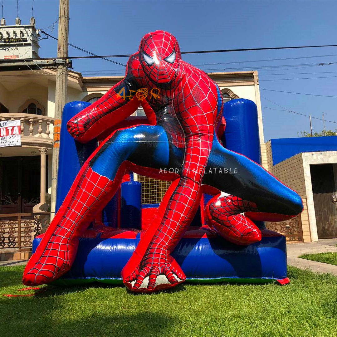 Outdoor commercial kids obstacle toboggan gonflable combo bouncer water slide jumper spiderman inflatable castle bounce house