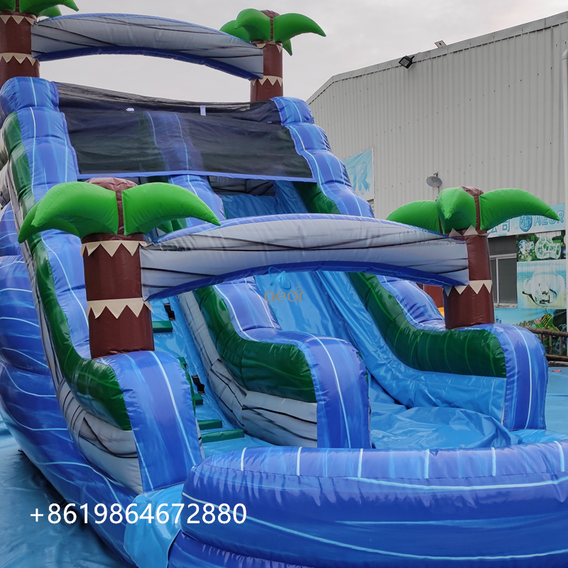 Hot sale blue crush inflatable water slide with plunge pool water slides backyard inflatable water inflatable slide