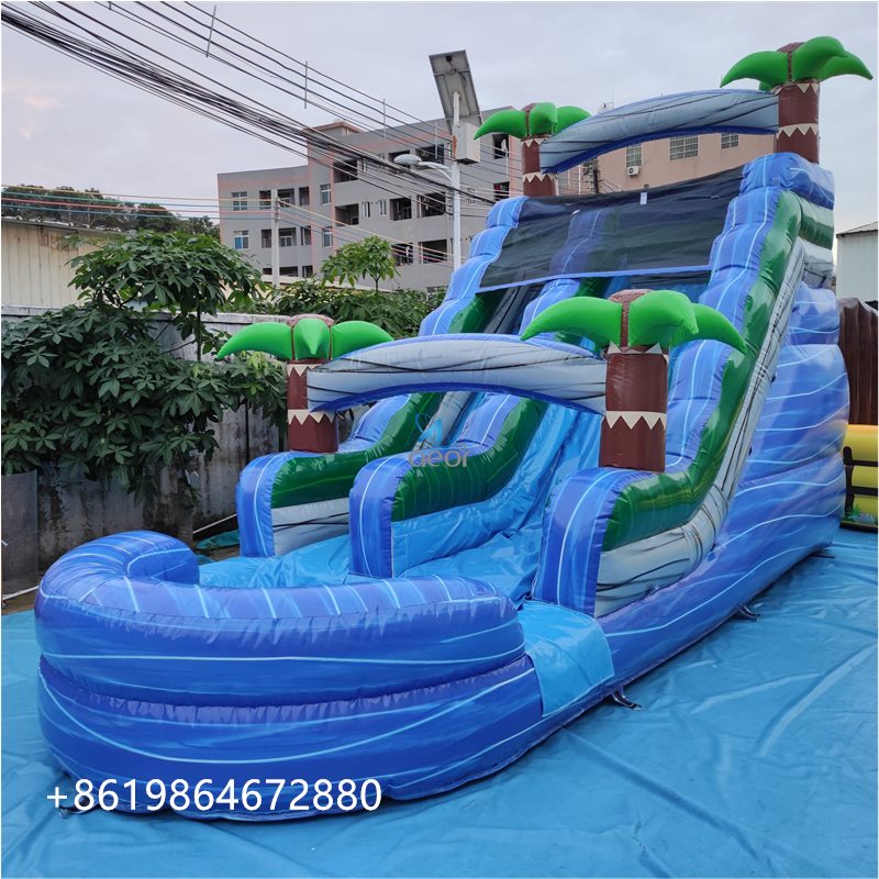 Hot sale blue crush inflatable water slide with plunge pool water slides backyard inflatable water inflatable slide