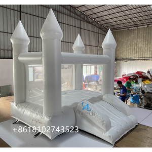 Mini Popular White Bouncy Castle Inflatable Bounce House 13x13 PVC Inflatable Bouncer Castle With Slide For Girls