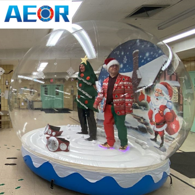 Christmas Outdoor Decorations Giant Snow Globe Bubble Tent, Inflatable Human Size Snow Globe For Sale