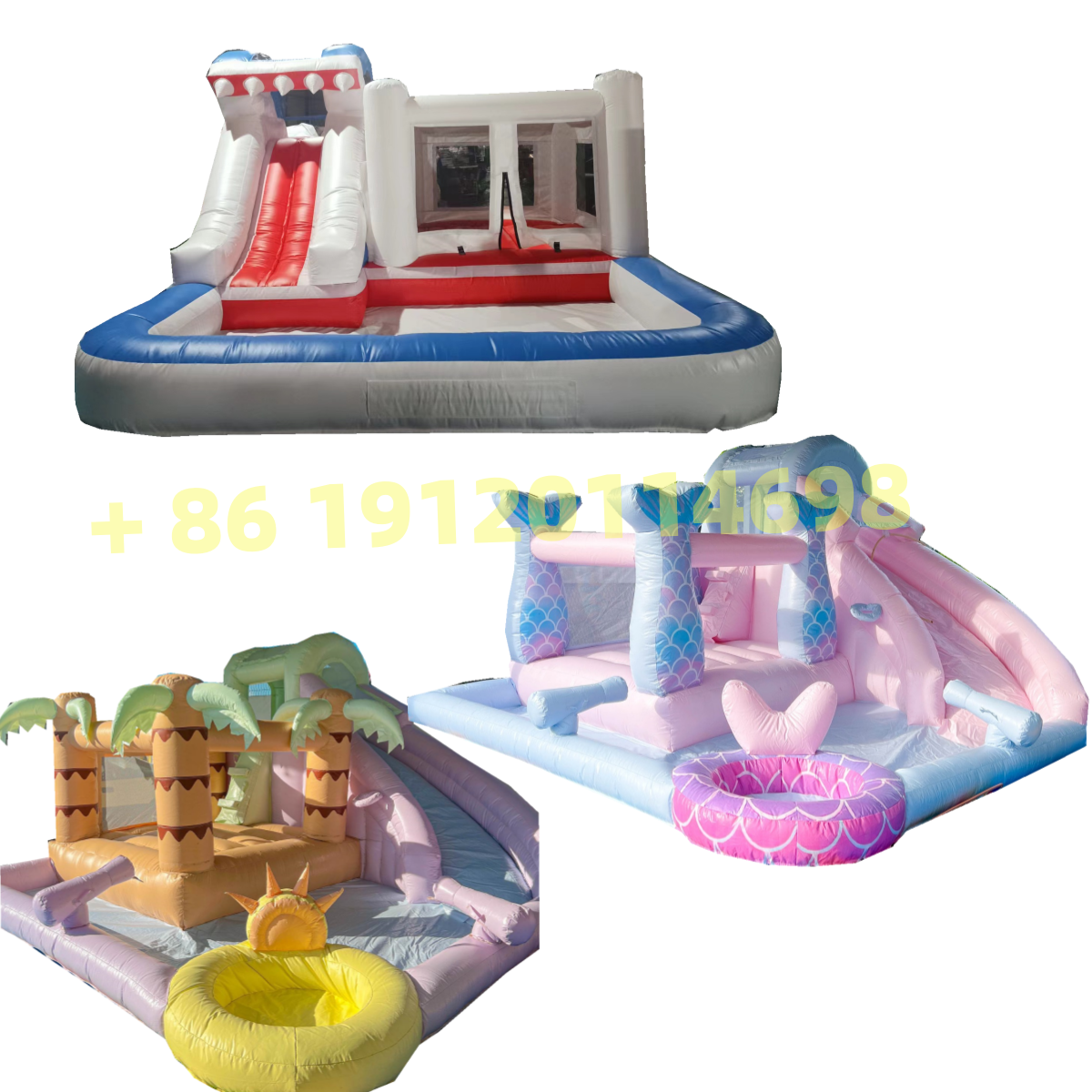 Commercial kids entertainment  playground soft play with slide equipment inflatable white bounce house with ball pit for rent