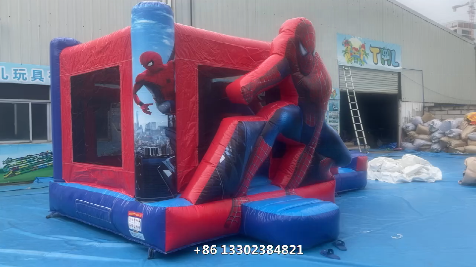 Outdoor commercial kids obstacle toboggan gonflable combo bouncer water slide jumper spiderman inflatable castle bounce house