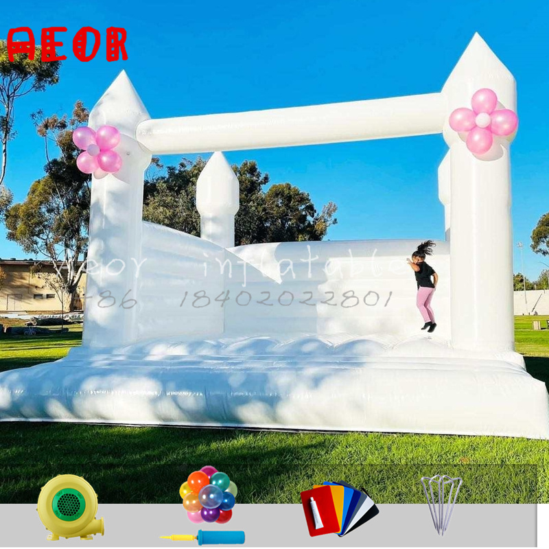 Commercial adults kids inflatable white wedding bouncy castle/white bounce house for sale