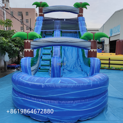 Hot sale blue crush inflatable water slide with plunge pool water slides backyard inflatable water inflatable slide