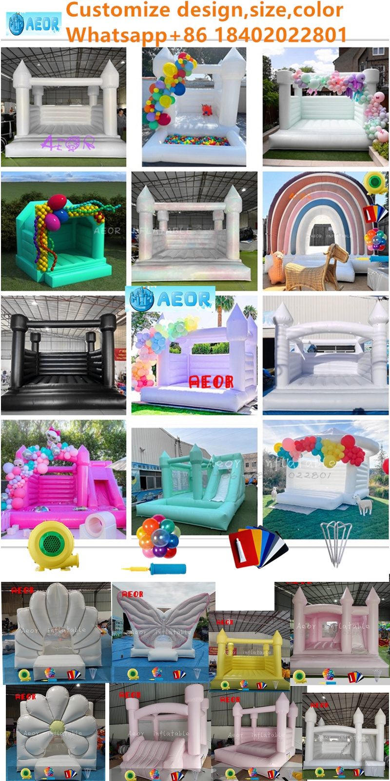 Commercial adults kids inflatable white wedding bouncy castle/white bounce house for sale