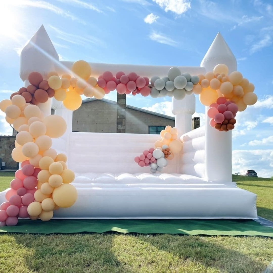 Commercial adults kids inflatable white wedding bouncy castle/white bounce house for sale