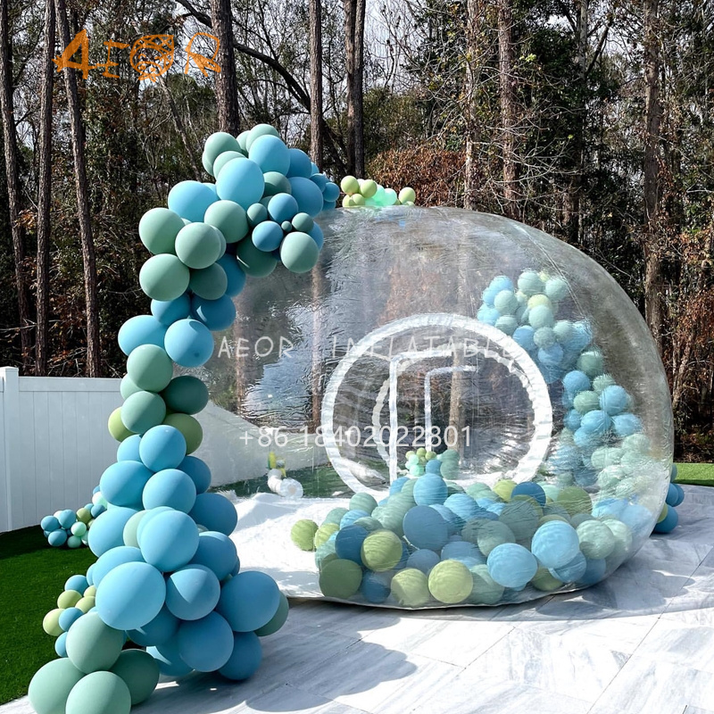 Romantic inflatable dome clear bubble tent for camping inflatable bubble tent with balloons for party