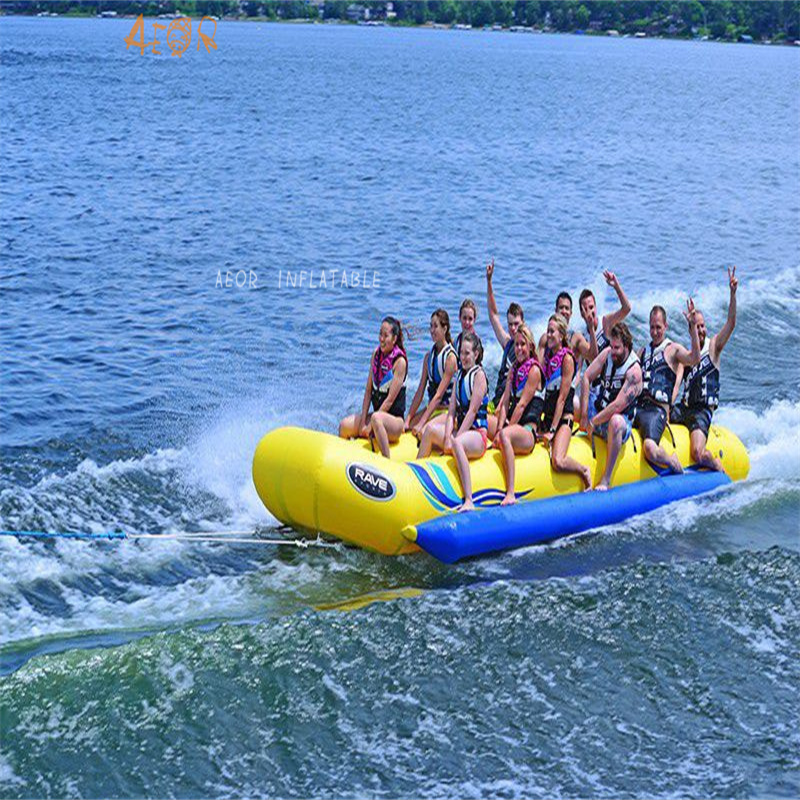 Custom Inflatable Banana Boat Double Tubes Floating Water Bike Pedal Boats hot selling