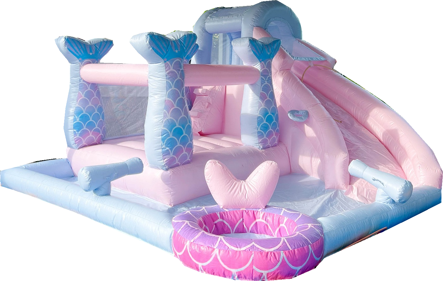 Commercial kids entertainment  playground soft play with slide equipment inflatable white bounce house with ball pit for rent