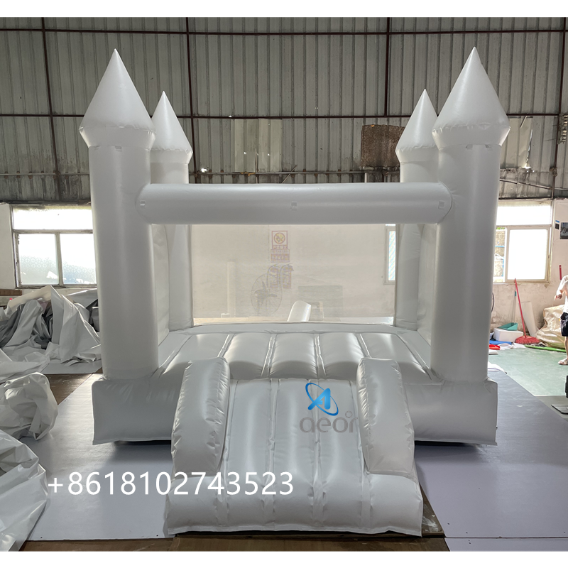 Mini Popular White Bouncy Castle Inflatable Bounce House 13x13 PVC Inflatable Bouncer Castle With Slide For Girls