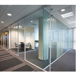 Soundproof frameless glass partition curved office glass full height partition wall with tempered glass