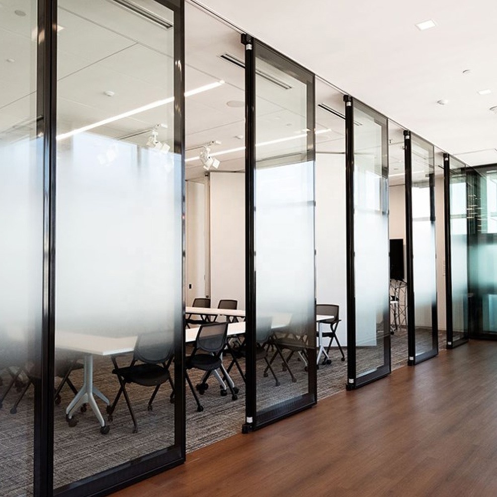 Germany Type Double Glazed Operable Partition Aluminum Frame Customizable Office Glass wall Partitions